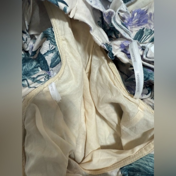 Zimmermann Cassia Mini Dress Hydrangea Floral Linen Cut-Out Size 1 US 4 - Picture 7 of 12